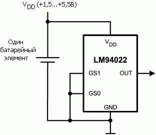 Типовая схема включения LM94022