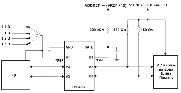 SN74TVC3306, используемый для преобразования уровней